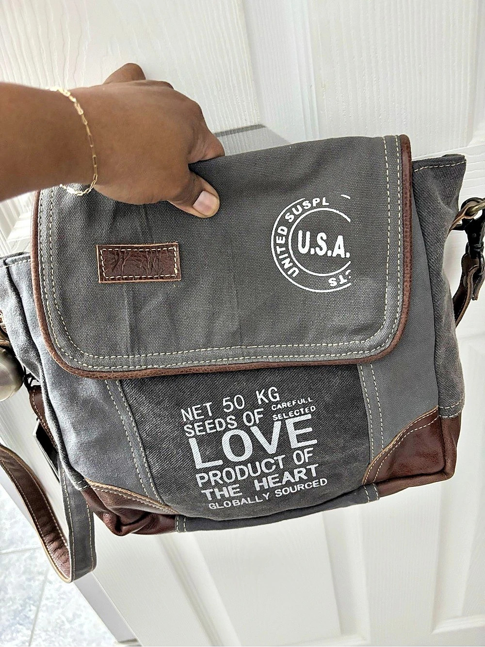 Myra Bag S-4400 Crossbody Bag in Gray & Brown
